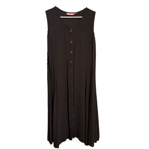 Woman Within Black Medium Sleeveless Maxi Dress Rayon Full Button Fairy Grunge